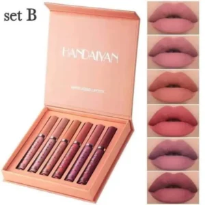 HANDAIYAN 6 Colors Long Lasting Velvet Lips Tint Liquid Lipsticks Waterproof Non-Stick Cup Lipgloss Gift Set (B)